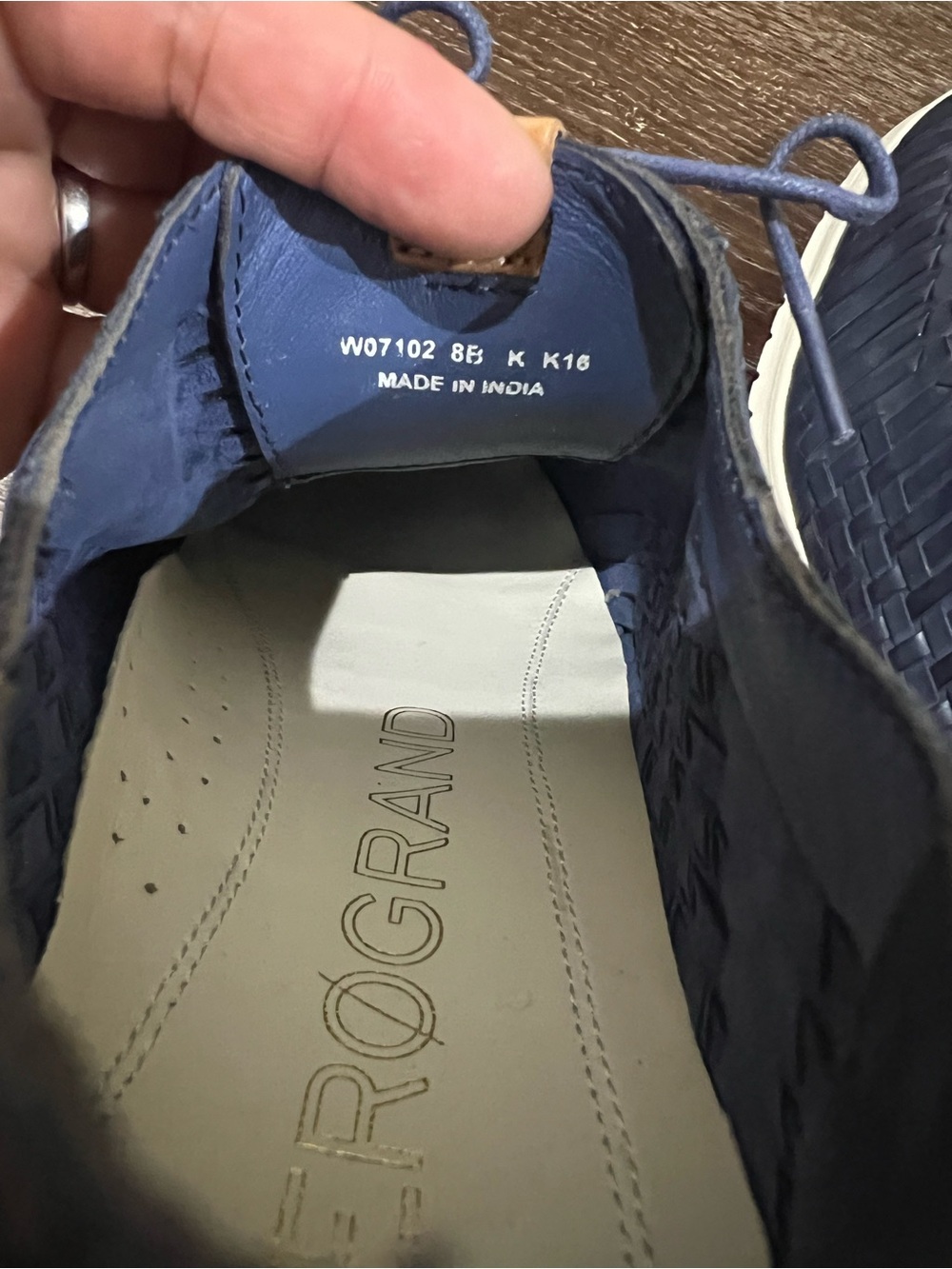 EUC zerogrand huarache oxfords cole haan Navy Leather Lace-Up Sneakers size 8 - Picture 7 of 8